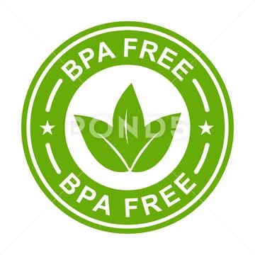 Plastic free green icon badge. Bpa plastic free chemical mark zero