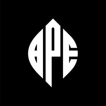 BPE circle letter logo design with circle and ellipse shape. BPE ellipse lett Illustrazione stock