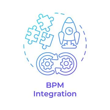 BPM integration blue gradient concept icon Illustrazione stock
