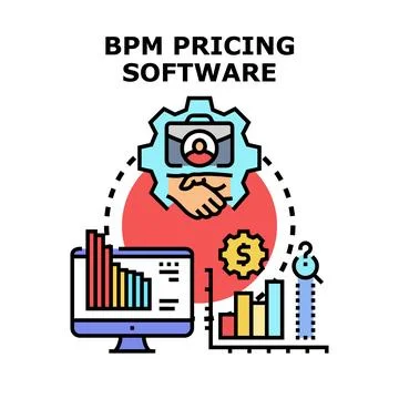 Bpm pricing software managing business processes optimization Stock Illustration