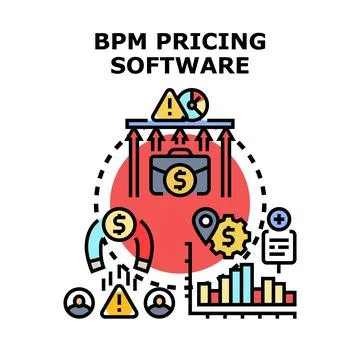 Bpm pricing software managing business processes and costs Stock Illustration