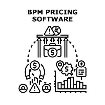 Bpm pricing software managing business processes and costs Stock Illustration