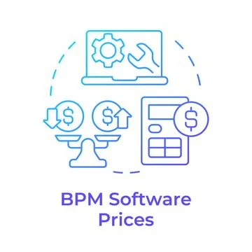 BPM software prices blue gradient concept icon 스톡 일러스트