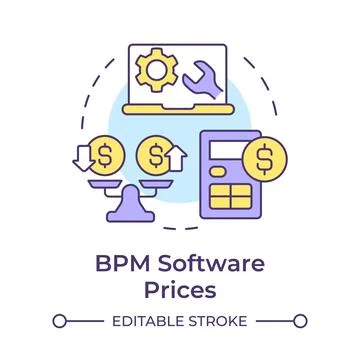 BPM software prices multi color concept icon Stock Illustration
