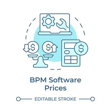 BPM software prices soft blue concept icon 스톡 일러스트