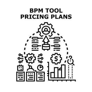 Bpm tool pricing plans comparing business management strategy Stock Illustration