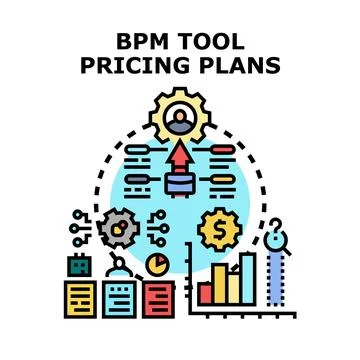 Bpm tool pricing plans comparing business management strategy Stock Illustration