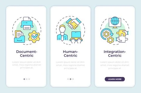 BPM types onboarding mobile app screen Illustrazione stock