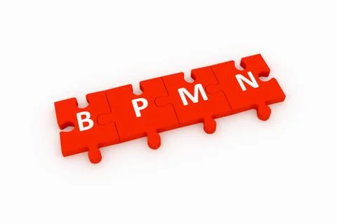 BPMN puzzle concept white background 3D render illustration Illustrazione stock