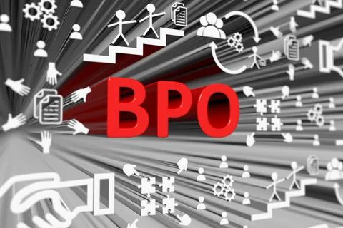 BPO concept blurred background 3d render illustration Stock Illustration