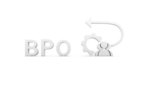 BPO concept white background 3d render illustration Stock Illustration