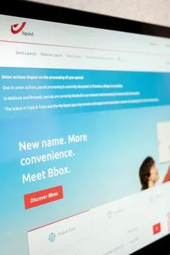 Bpost website displaying parcel delivery u.. Stock Photos