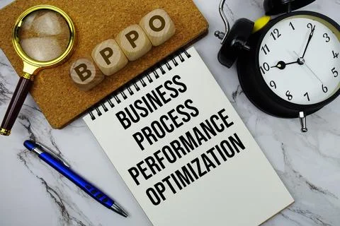 BPPO Business Process Performance Optimization text written on notepad with.. Stockfoto's