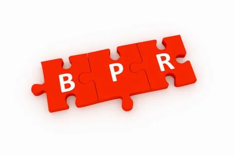 BPR puzzle concept white background 3D render illustration Stock Illustration