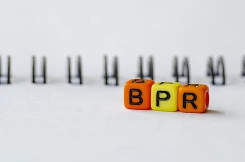 BPR representing Business Process Reengineering text on colorful plastic al.. Stock Photos