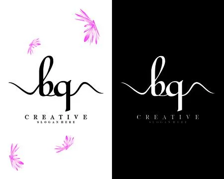Bq, qb handwriting script letter logo design vector Stock Illustration