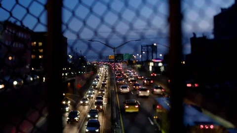 BQE at Night Wide Stock Footage 86203120