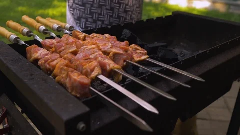 BQQ on open fire. Stock Footage 94911936