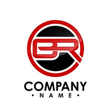 BR letter with circle shape logo design vector illustration template, B lette Stock Illustration