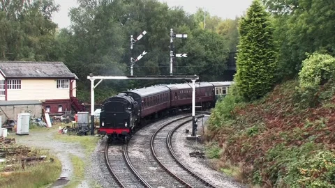 BR Standard tank engine 80097 train leaving Bury on the East Lancashire Railway. Stock Footage 172476932