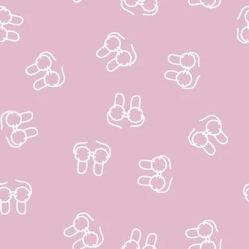 Bra coconut tropical line vector seamless pattern Stock Illustration