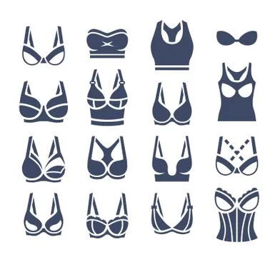 Bra design vector flat silhouettes icons set Stock Illustration