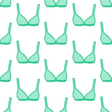 Bra seamless doodle pattern, vector color illustration Stock Illustration