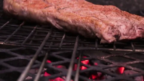 BRAAI Coals to Meat on Grid Stock Footage 76484388