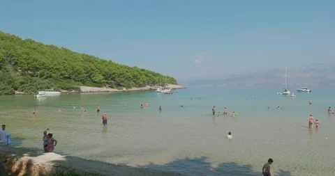 BRAC, CROATIA - AUGUST 2, 2018: Sandy beach Stock Footage 95770815