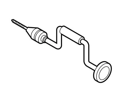 Brace Hand drill isolated. Old Hand Tool Stock Illustration