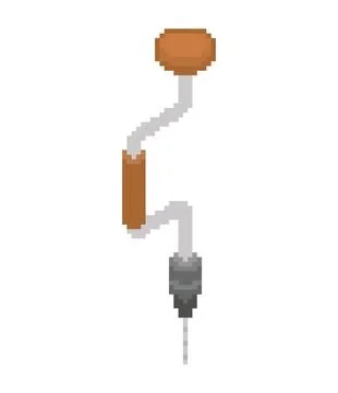 Brace Hand drill pixel art. 8 bit Old Hand Tool Stock Illustration