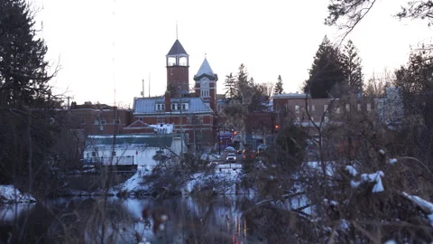 Bracebridge Downtown Winter Evening Stock Footage 259671509