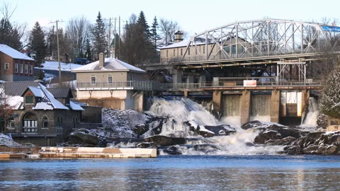 Bracebridge Falls in Winter Stock Footage 259412692