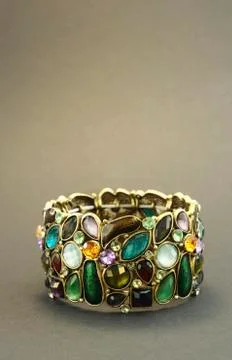 Bracelet with coloured glass elements, studio shot Stock Photos