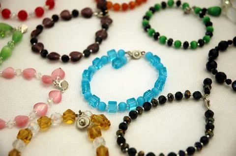Bracelets made of gemstones Stock Photos