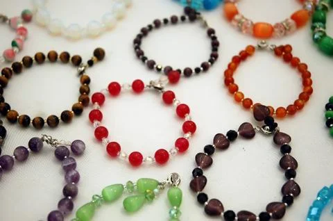Bracelets made of gemstones Stock Photos