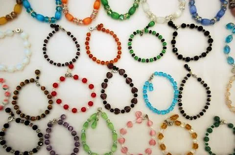 Bracelets made of gemstones Stock Photos