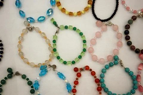 Bracelets made of gemstones Stock Photos