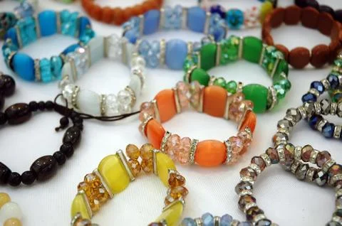 Bracelets made of gemstones Stock Photos
