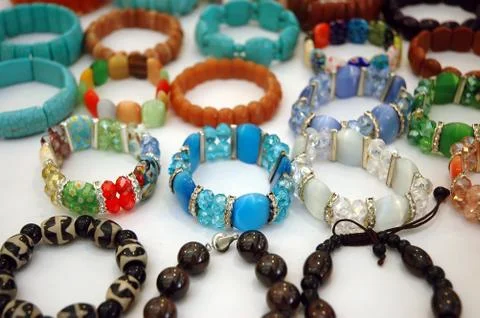 Bracelets made of gemstones Stock Photos