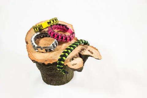 Bracelets stacked on tree Stock Photos