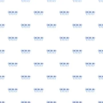 Braces and teeth creating seamless orthodontics pattern Stock Illustration