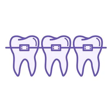 Braces Colored Icon. Vector Icon of Braces for Teeth Straightening. Dental .. Stock Illustration