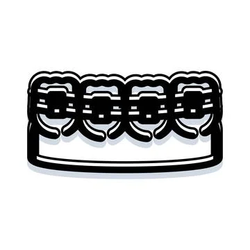 Braces correcting many teeth in oral care icon Stock Illustration