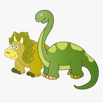 Brachiosaurus and Triceratops. Stock Illustration