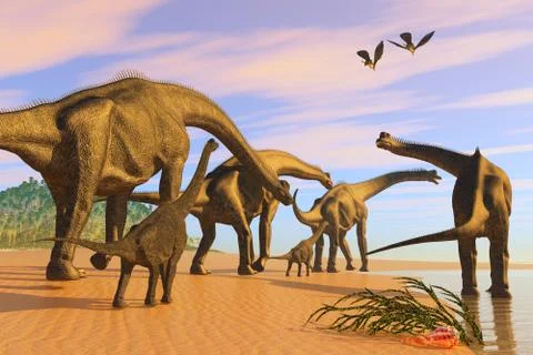 Brachiosaurus beach Stock Illustration
