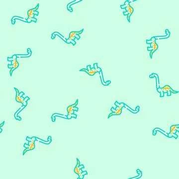 Brachiosaurus dinosaur animal vector seamless pattern Stock Illustration