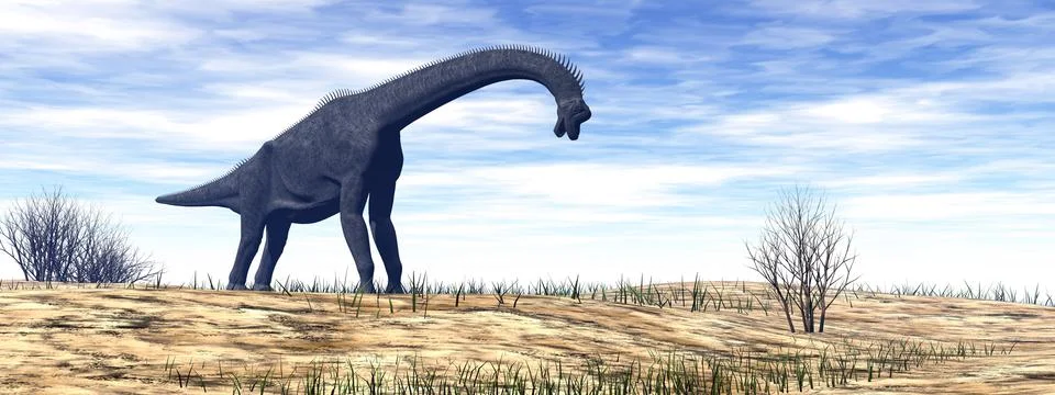 Brachiosaurus dinosaur in the desert - 3D render Stock Illustration