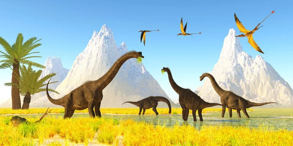Brachiosaurus Dinosaur Marsh 库存插图