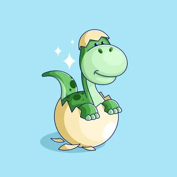 Brachiosaurus hatching from egg cartoon style design Illustrazione stock